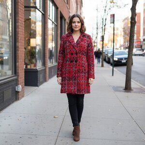 Woven Cotton Blend Vintage Creation NWT Women's Classic Button Closure Coat